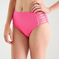 Arizona Womens Lined Juniors High Waist Bikini Swimsuit Bottom