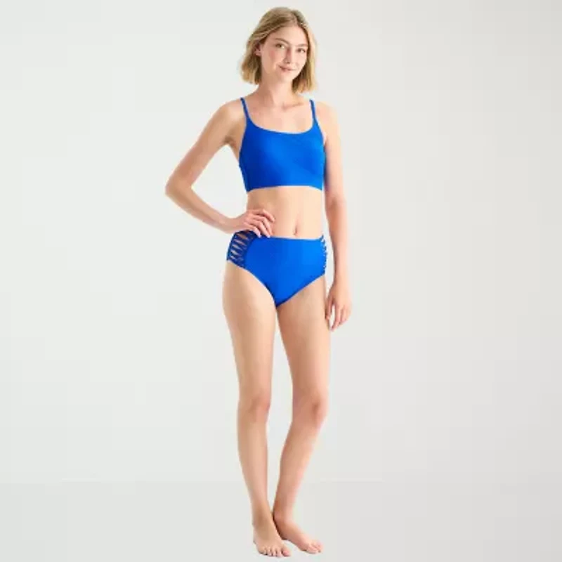 Arizona Womens Lined Juniors High Waist Bikini Swimsuit Bottom