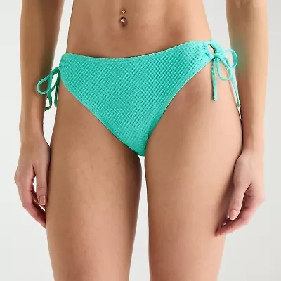 Arizona Womens Lined Textured Juniors Hipster Bikini Swimsuit Bottom