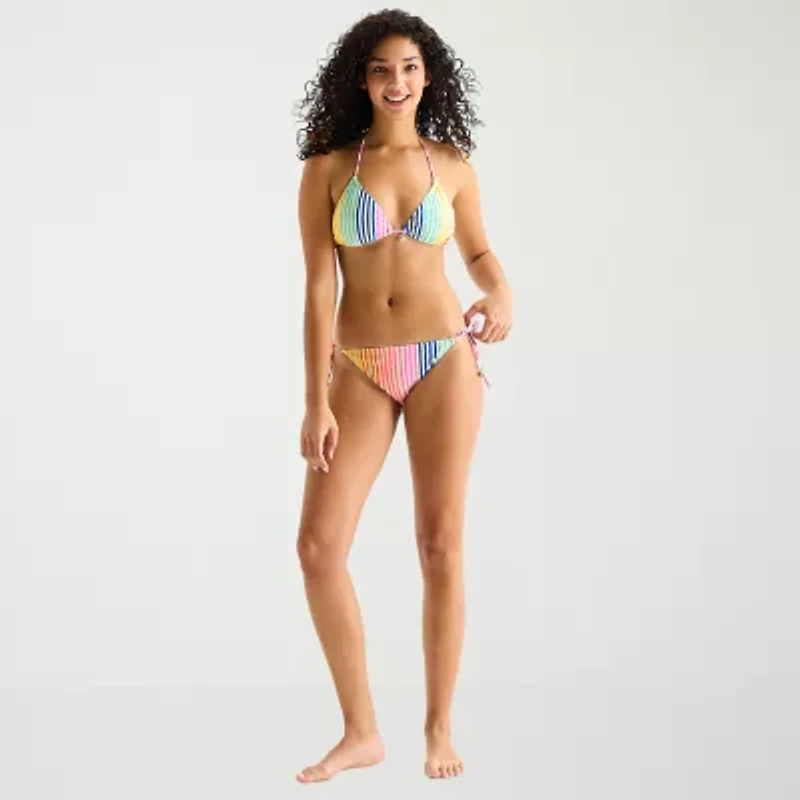 Arizona Womens Lined Side Tie Striped Juniors Bikini Swimsuit Bottom