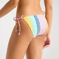 Arizona Womens Lined Side Tie Striped Juniors Bikini Swimsuit Bottom