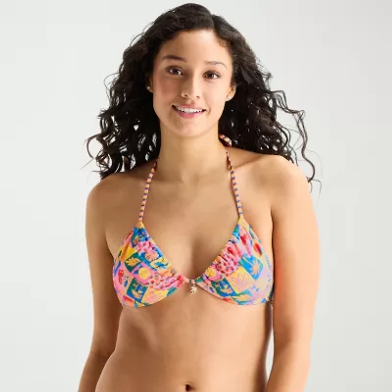 Arizona Adjustable Straps Juniors Triangle Bikini Swimsuit Top