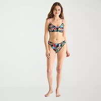 Arizona Womens Lined Tropical Leaf Juniors Hipster Bikini Swimsuit Bottom
