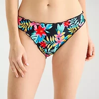 Arizona Womens Lined Tropical Leaf Juniors Hipster Bikini Swimsuit Bottom