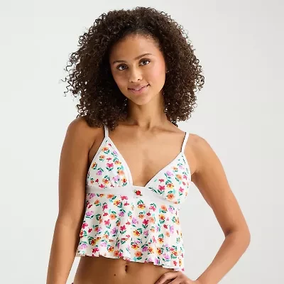 Arizona Womens Floral Juniors Midkini Swimsuit Top