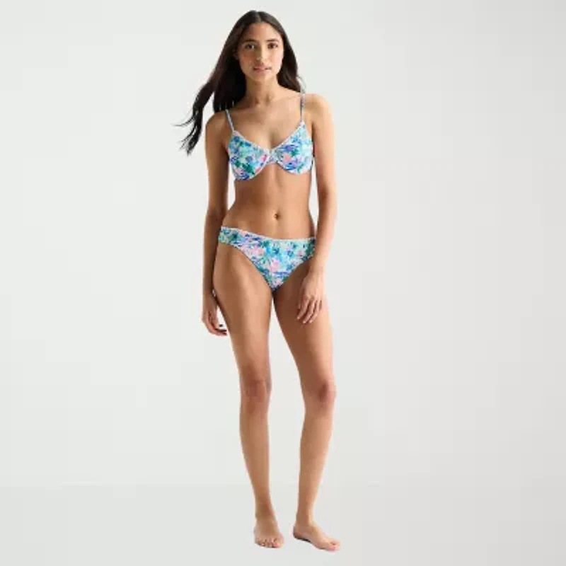 Arizona Womens Adjustable Straps Tropical Leaf Juniors Bralette Bikini Swimsuit Top