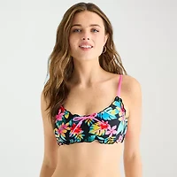 Arizona Womens Adjustable Straps Tropical Leaf Juniors Bralette Bikini Swimsuit Top