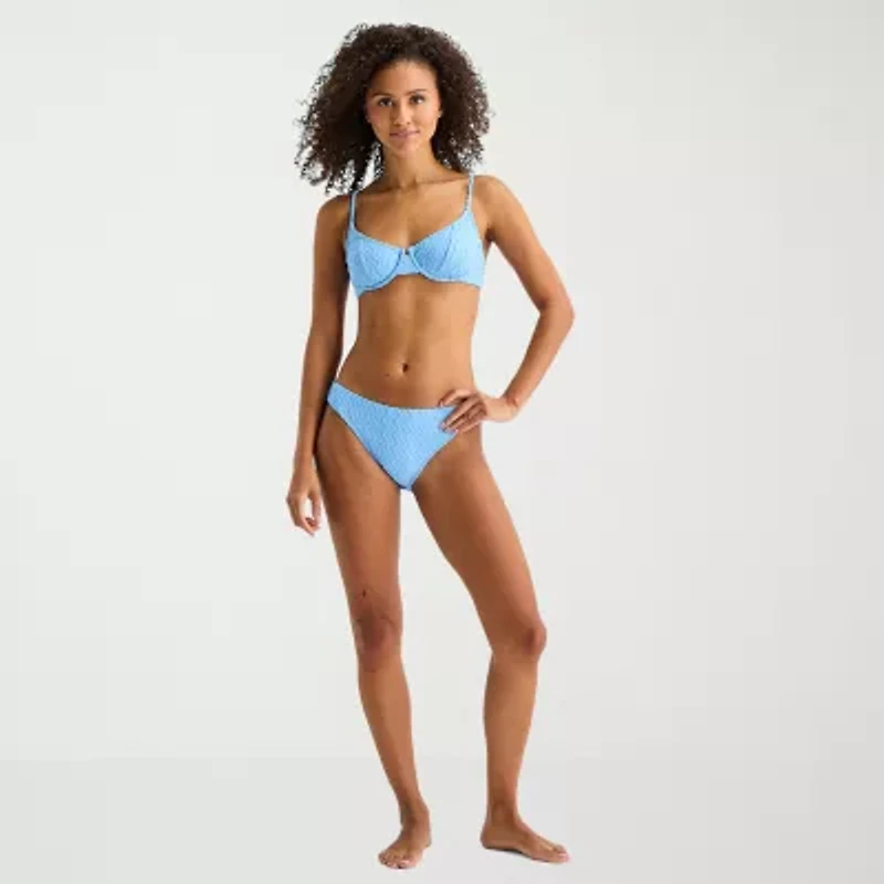 Arizona Womens Lined Textured Chevron Juniors Hipster Bikini Swimsuit Bottom