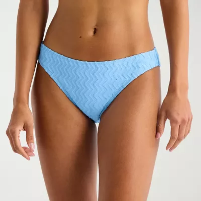 Arizona Womens Lined Textured Chevron Juniors Hipster Bikini Swimsuit Bottom