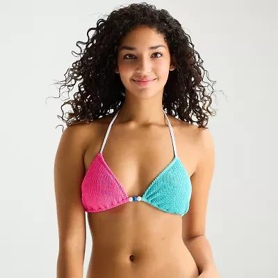 Arizona Adjustable Straps Juniors Triangle Bikini Swimsuit Top