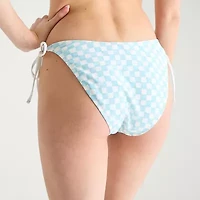 Arizona Womens Lined Side Tie Checked Juniors Bikini Swimsuit Bottom