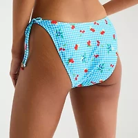 Arizona Womens Lined Side Tie Gingham Juniors Bikini Swimsuit Bottom