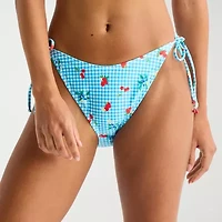 Arizona Womens Lined Side Tie Gingham Juniors Bikini Swimsuit Bottom