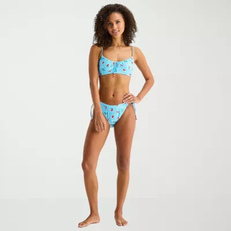 Arizona Womens Adjustable Straps Gingham Juniors Bralette Bikini Swimsuit Top