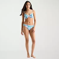 Arizona Womens Lined Tropical Leaf Juniors Cheeky Hipster Bikini Swimsuit Bottom