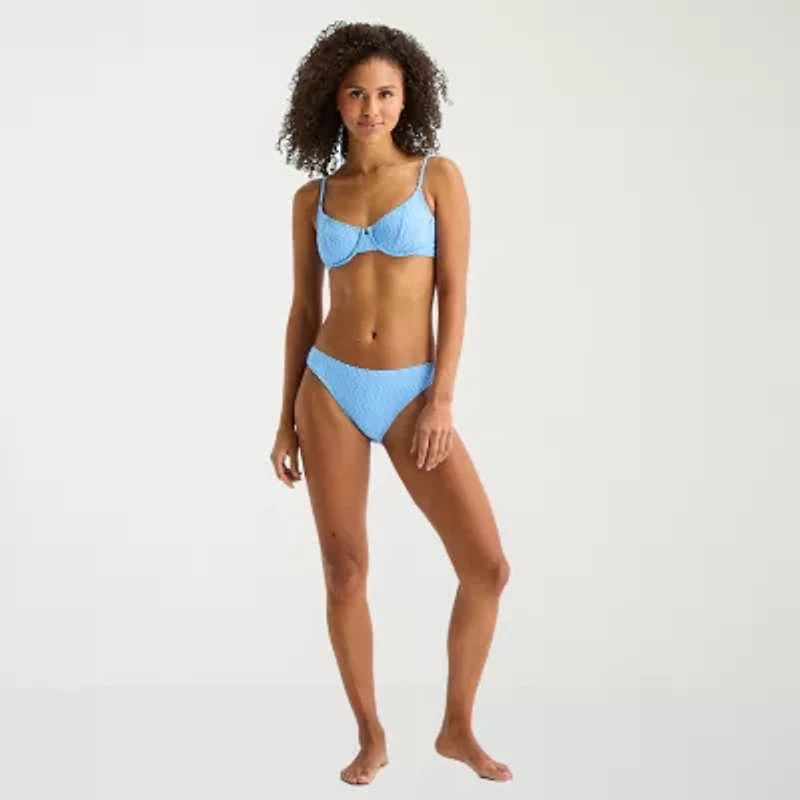 Arizona Womens Adjustable Straps Textured Chevron Juniors Bralette Bikini Swimsuit Top