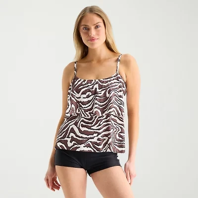 Sonnet Shores Womens Animal Tankini Swimsuit Top