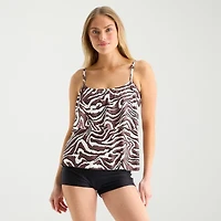 Sonnet Shores Womens Animal Tankini Swimsuit Top