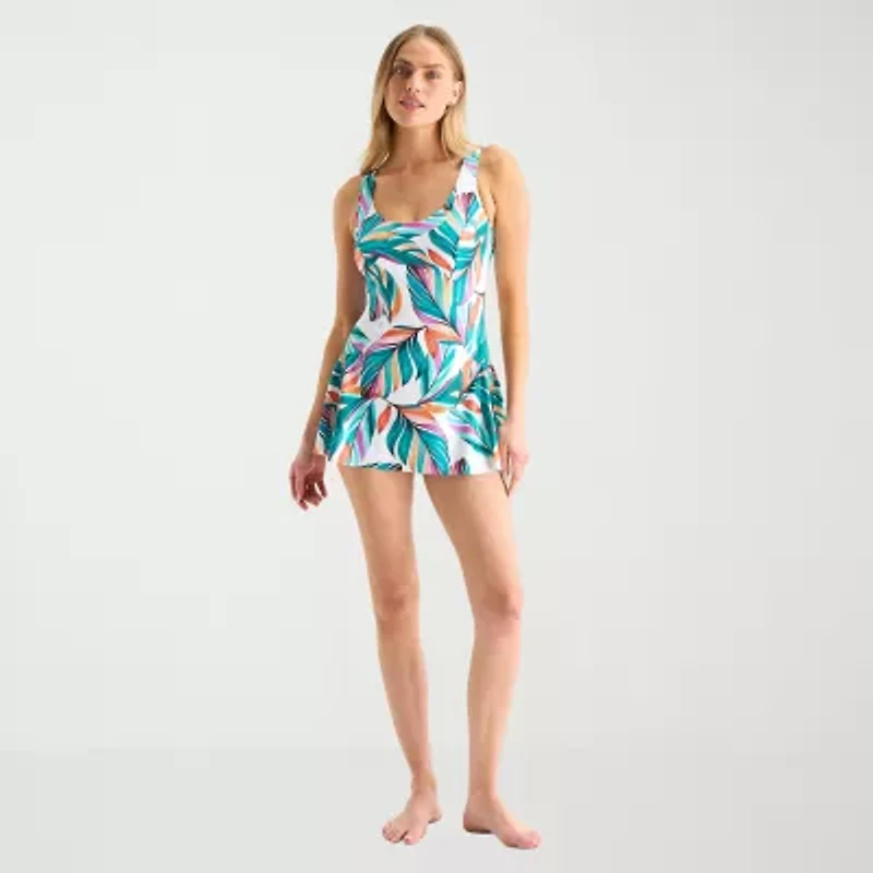 Sonnet Shores Womens Leaf Swim Dress