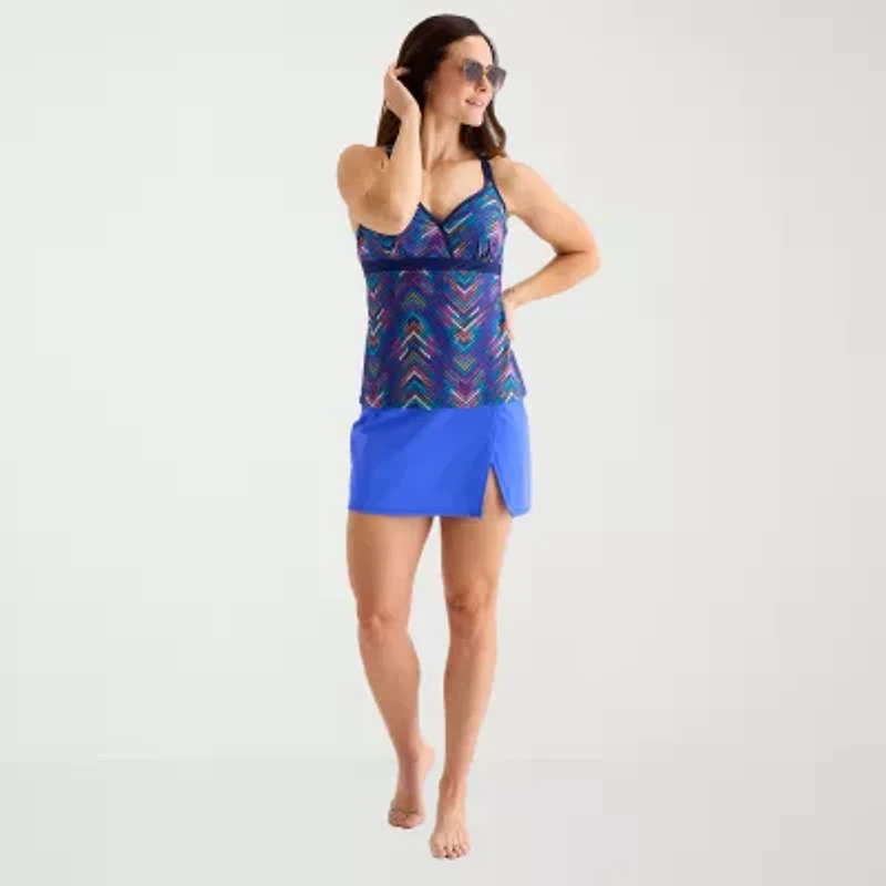 Liz Claiborne Womens Comfort Waistband Swim Skirt