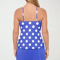Liz Claiborne Womens Comfort Straps Dots Tankini Swimsuit Top