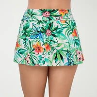 Liz Claiborne Womens Comfort Waistband Tropical Floral Swim Skirt
