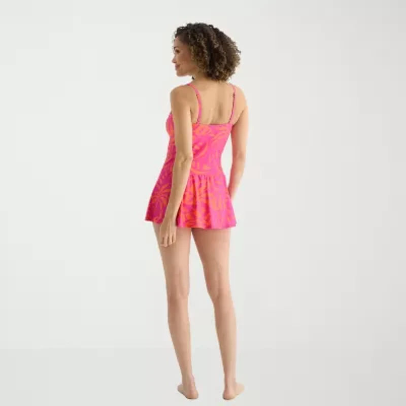 Liz Claiborne Womens Exotic Tropical Leaf Swim Dress