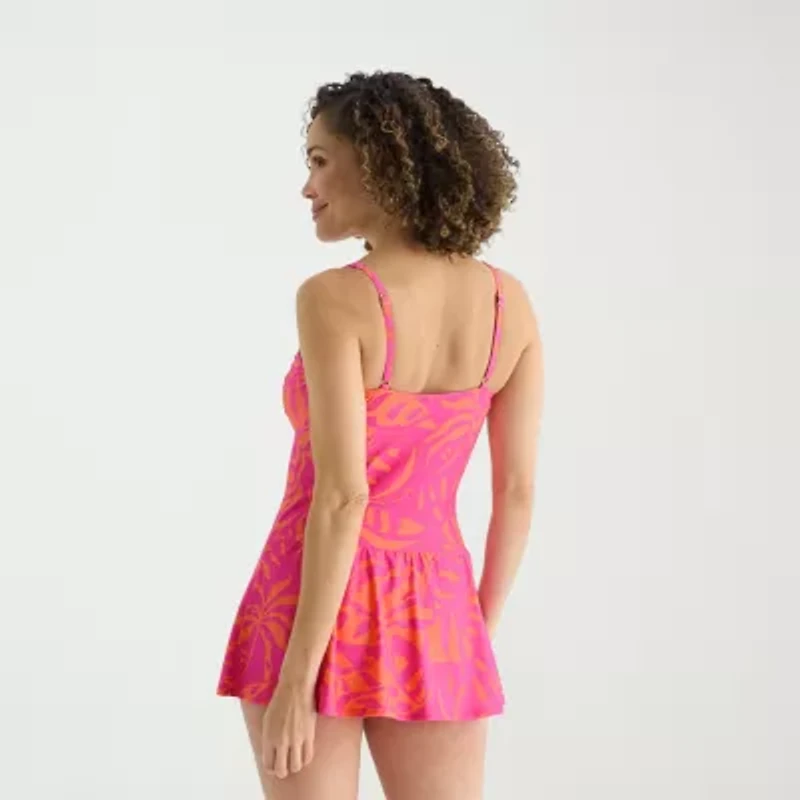 Liz Claiborne Womens Exotic Tropical Leaf Swim Dress