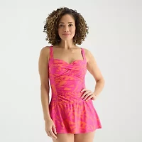 Liz Claiborne Womens Exotic Tropical Leaf Swim Dress