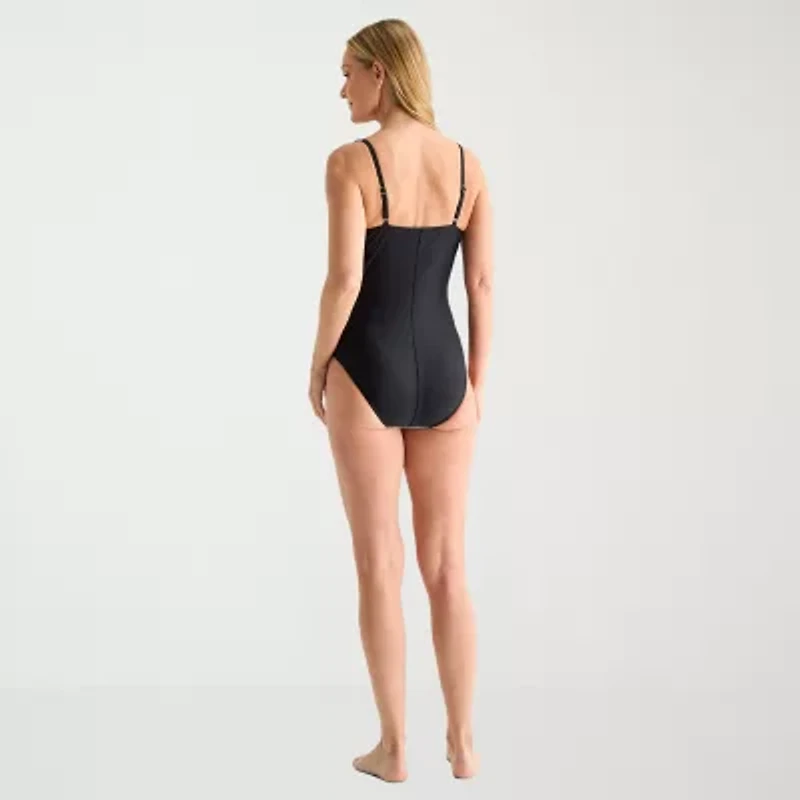 Liz Claiborne Womens Striped One Piece Swimsuit