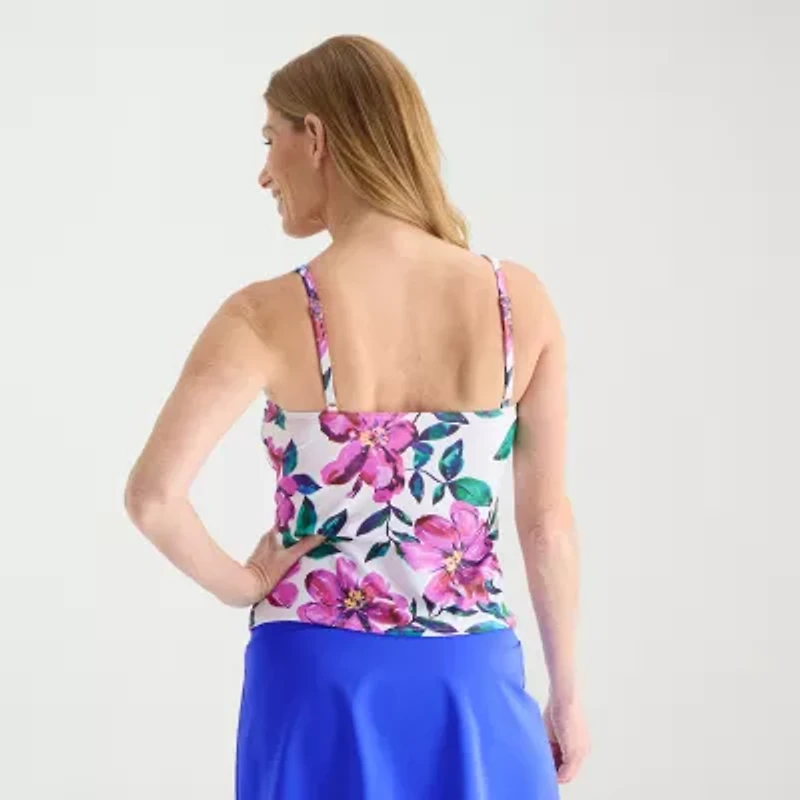 Liz Claiborne Womens Floral Tankini Swimsuit Top