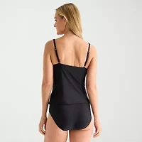 Liz Claiborne Womens Striped Tankini Swimsuit Top
