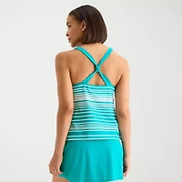 Sonnet Shores Womens Striped Bandeau Bikini Swimsuit Top