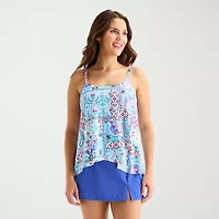 Sonnet Shores Womens Patchwork Tankini Swimsuit Top