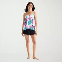 Sonnet Shores Womens Lined Tropical Leaf Tankini Swimsuit Top