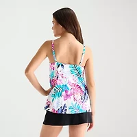 Sonnet Shores Womens Lined Tropical Leaf Tankini Swimsuit Top