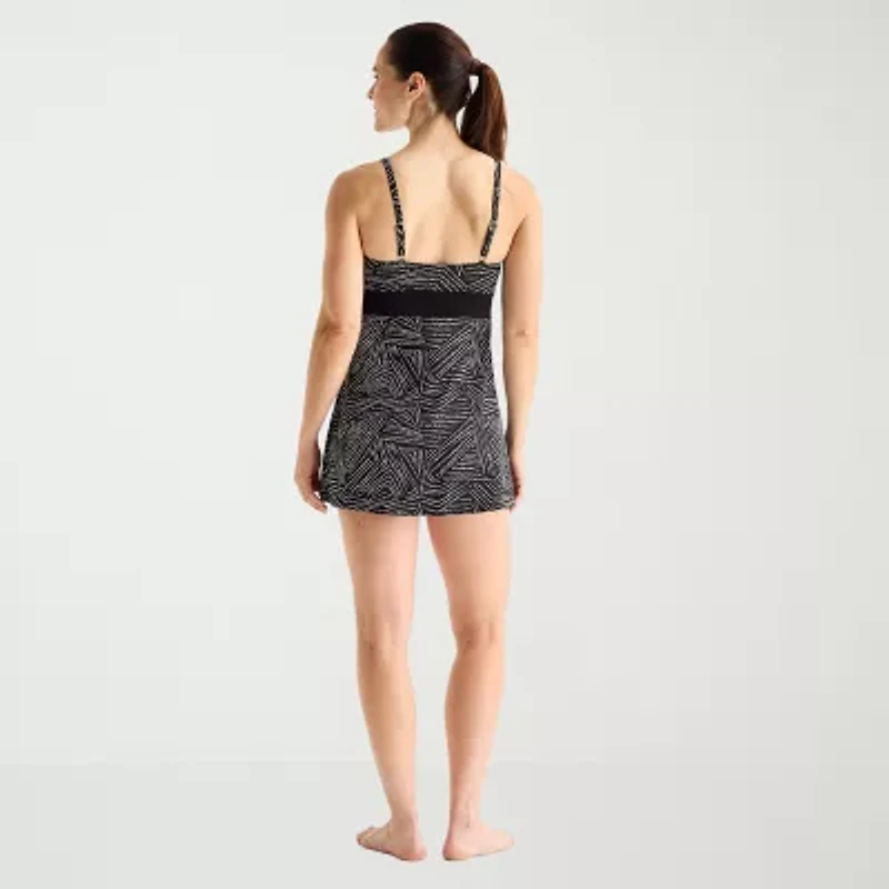 Sonnet Shores Womens Tropical Striped Swim Dress