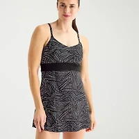 Sonnet Shores Womens Tropical Striped Swim Dress