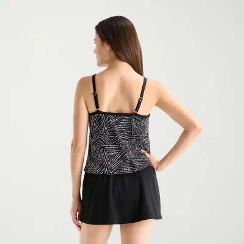 Sonnet Shores Womens Lined Striped Tankini Swimsuit Top