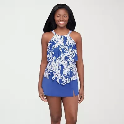 Sonnet Shores Womens Tropical Leaf Tankini Swimsuit Top