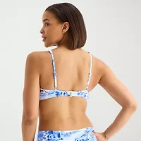 Liz Claiborne Womens Adjustable Straps Bandeau Bikini Swimsuit Top