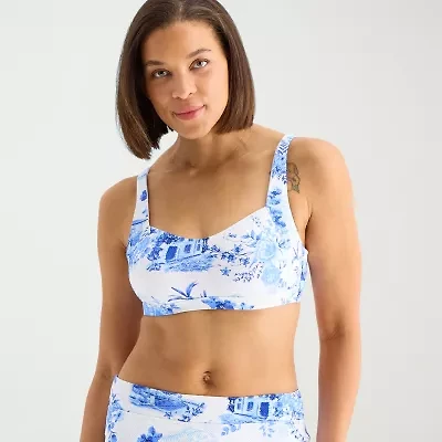 Liz Claiborne Womens Adjustable Straps Bandeau Bikini Swimsuit Top