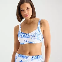 Liz Claiborne Womens Adjustable Straps Bandeau Bikini Swimsuit Top