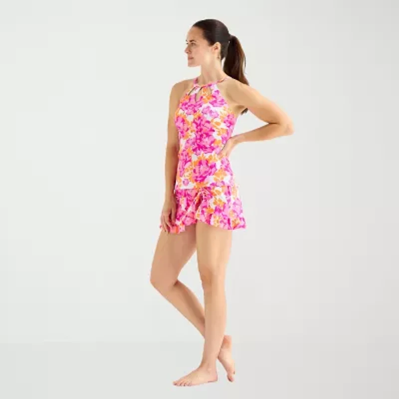 Liz Claiborne Womens Floral Tankini Swimsuit Top