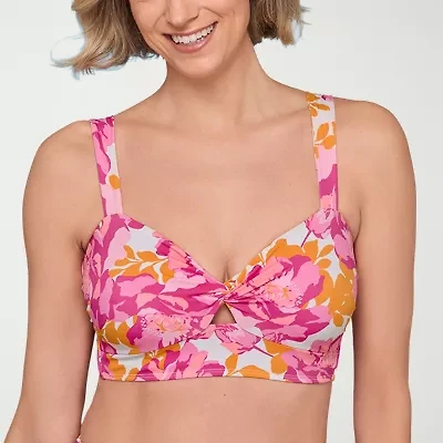 Liz Claiborne Womens Floral Midkini Swimsuit Top