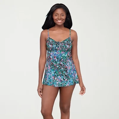 Sonnet Shores Womens Dots Swim Dress