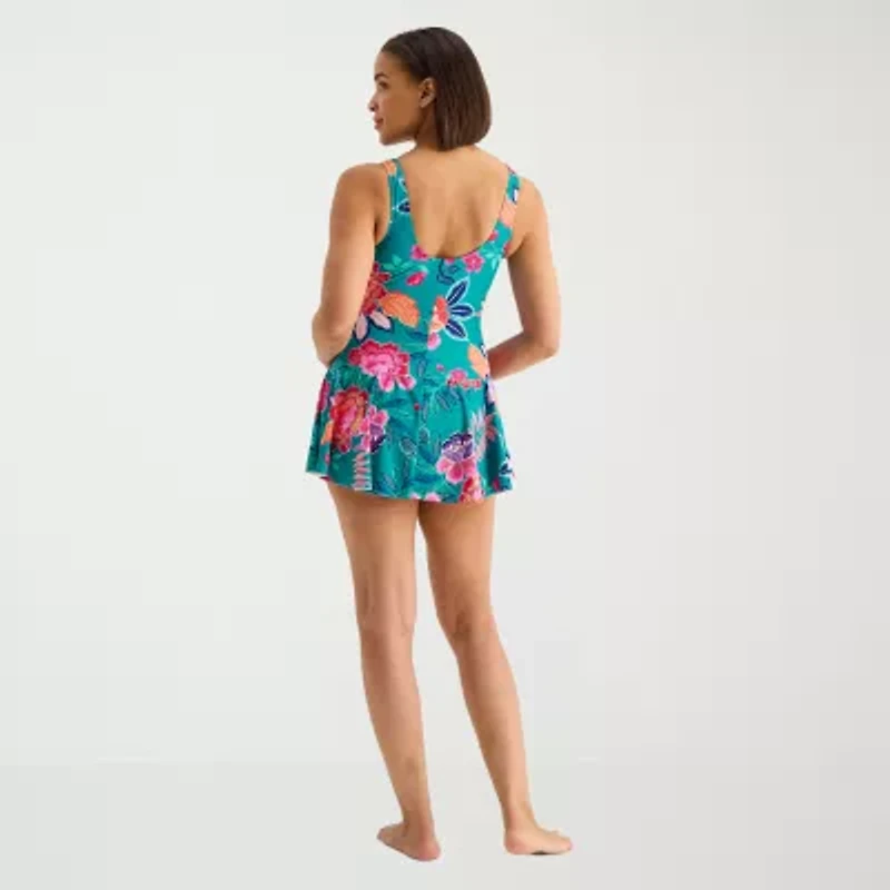 Sonnet Shores Womens Floral Swim Dress
