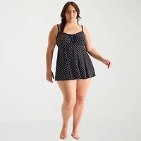 Sonnet Shores Womens Dots Plus Swim Dress