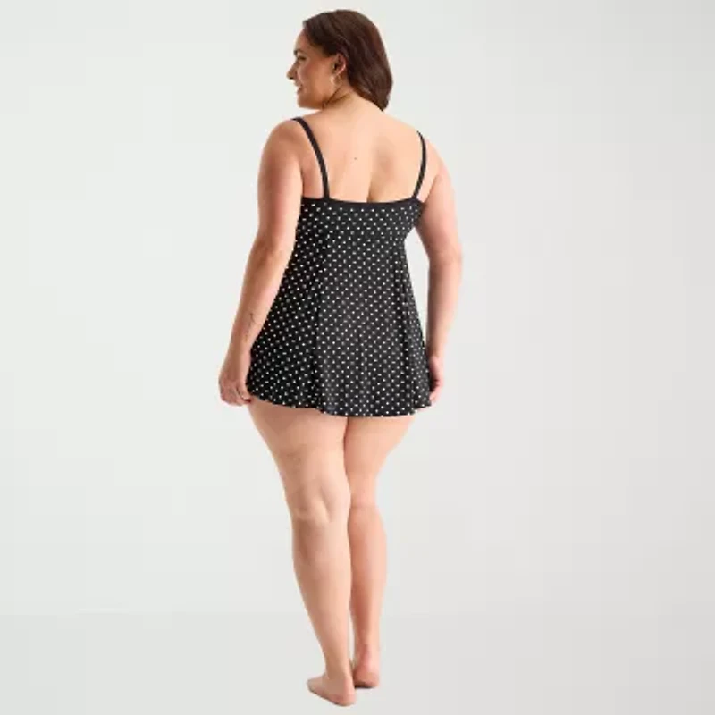 Sonnet Shores Womens Dots Plus Swim Dress