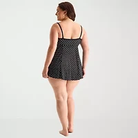 Sonnet Shores Womens Dots Plus Swim Dress